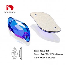 DZ 3064 12*6mm 20*9mm 30*14mm leaf shape crystal sew on stone 